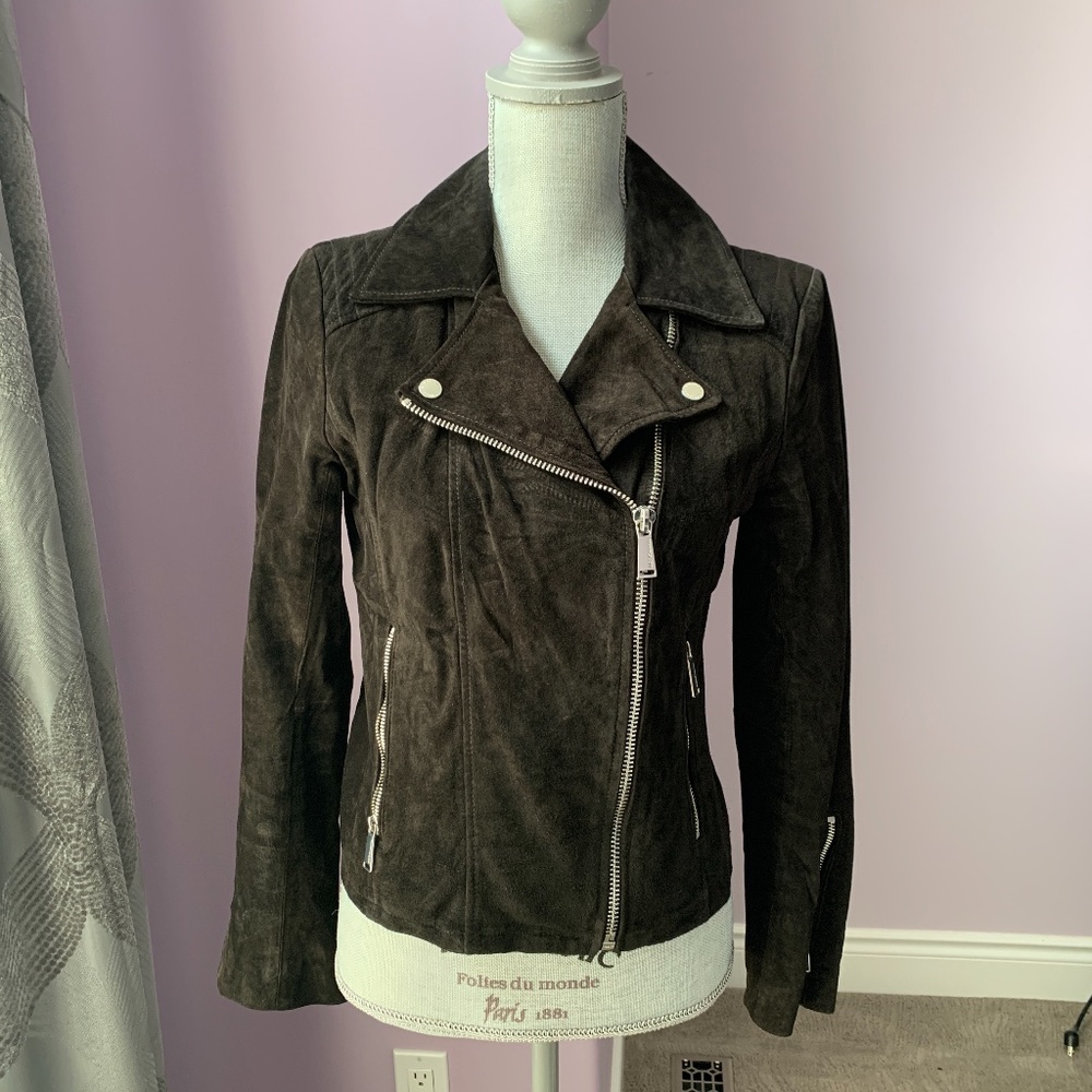 BCBGeneration Suede Leather Moto Jacket